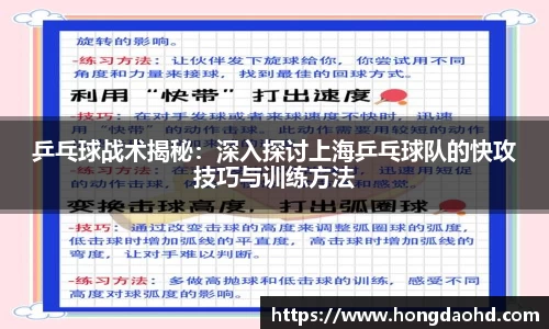 乒乓球战术揭秘：深入探讨上海乒乓球队的快攻技巧与训练方法