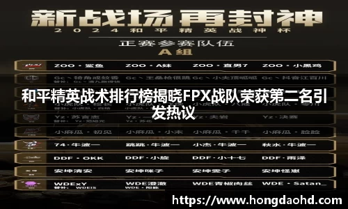 和平精英战术排行榜揭晓FPX战队荣获第二名引发热议